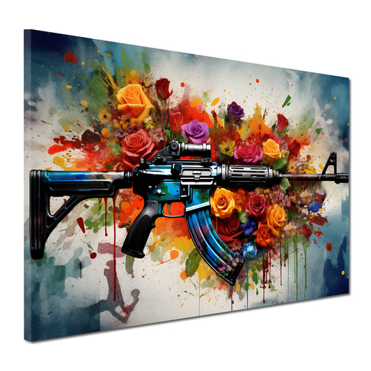 Quadro pop art AK astratto con fiori