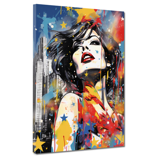 Quadro pop art donna cool USA splash