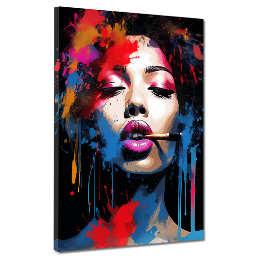 Quadro pop art moderno donna viso splash colore