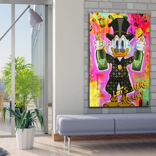 Quadro moderno Rich Duck Pop Art Make Money