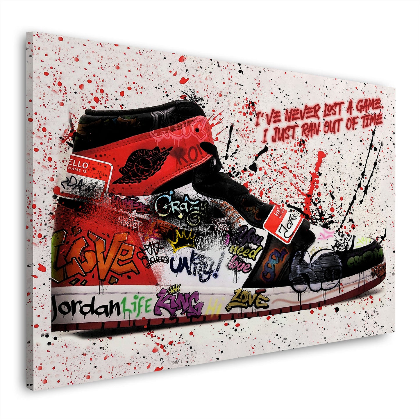 Quadro pop art sneaker graffiti motivazione basket sport