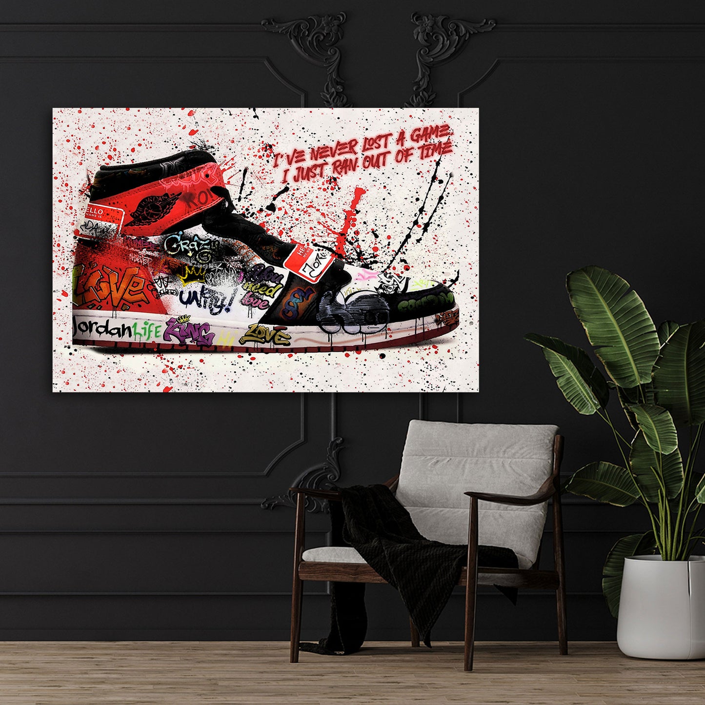 Quadro pop art sneaker graffiti motivazione basket sport