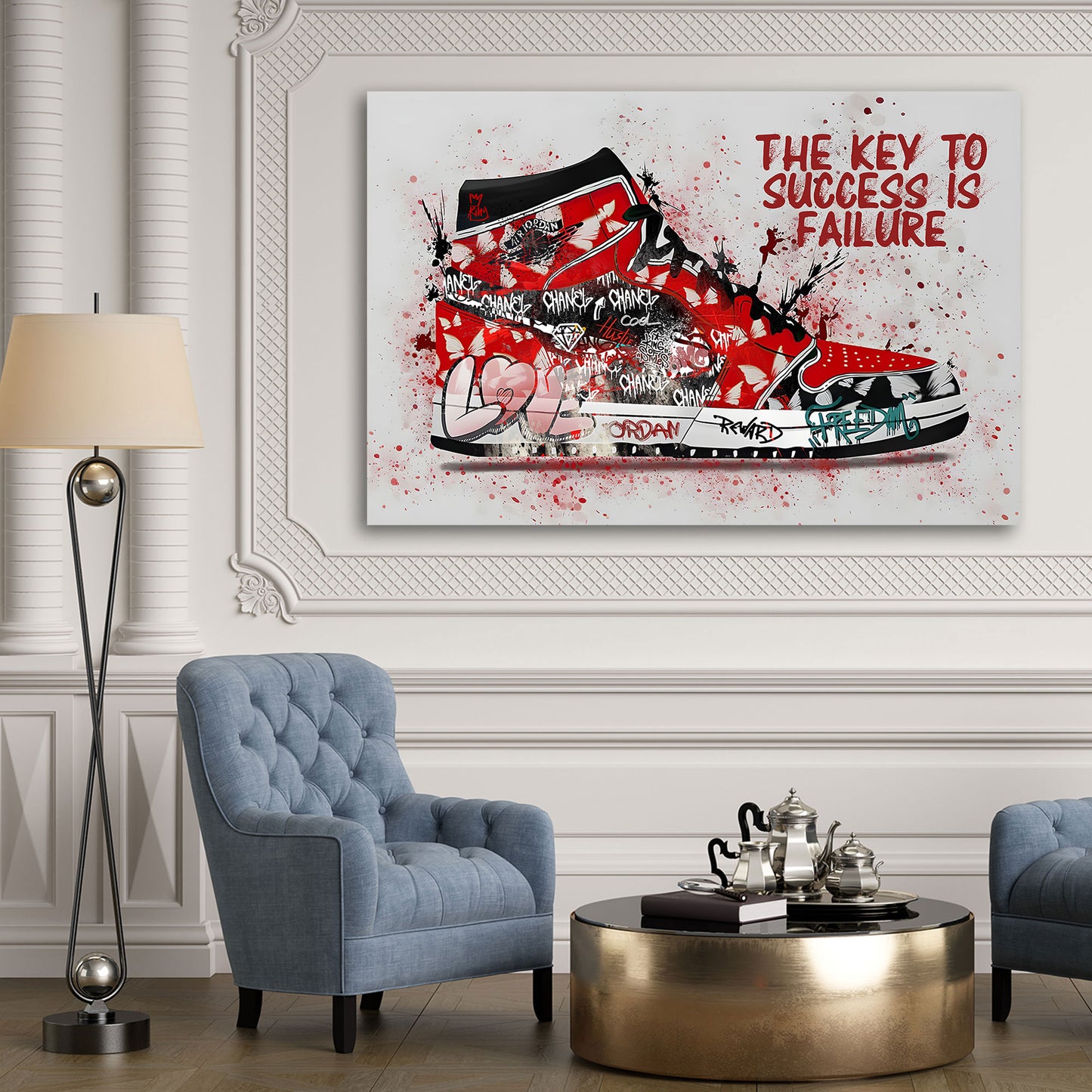 Quadro pop art sneaker graffiti motivazione basket successo