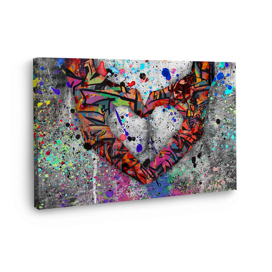 Quadro simbolo di amore con il cuore dalle mani Graffiti Street Art