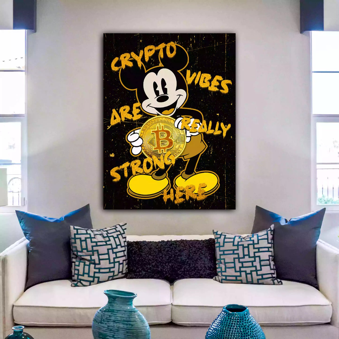 Quadro stampa su tela Crypto Mickey, Topolino Comic Pop Art