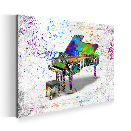 Quadro stampa su tela Graffiti Street Art Pianoforte