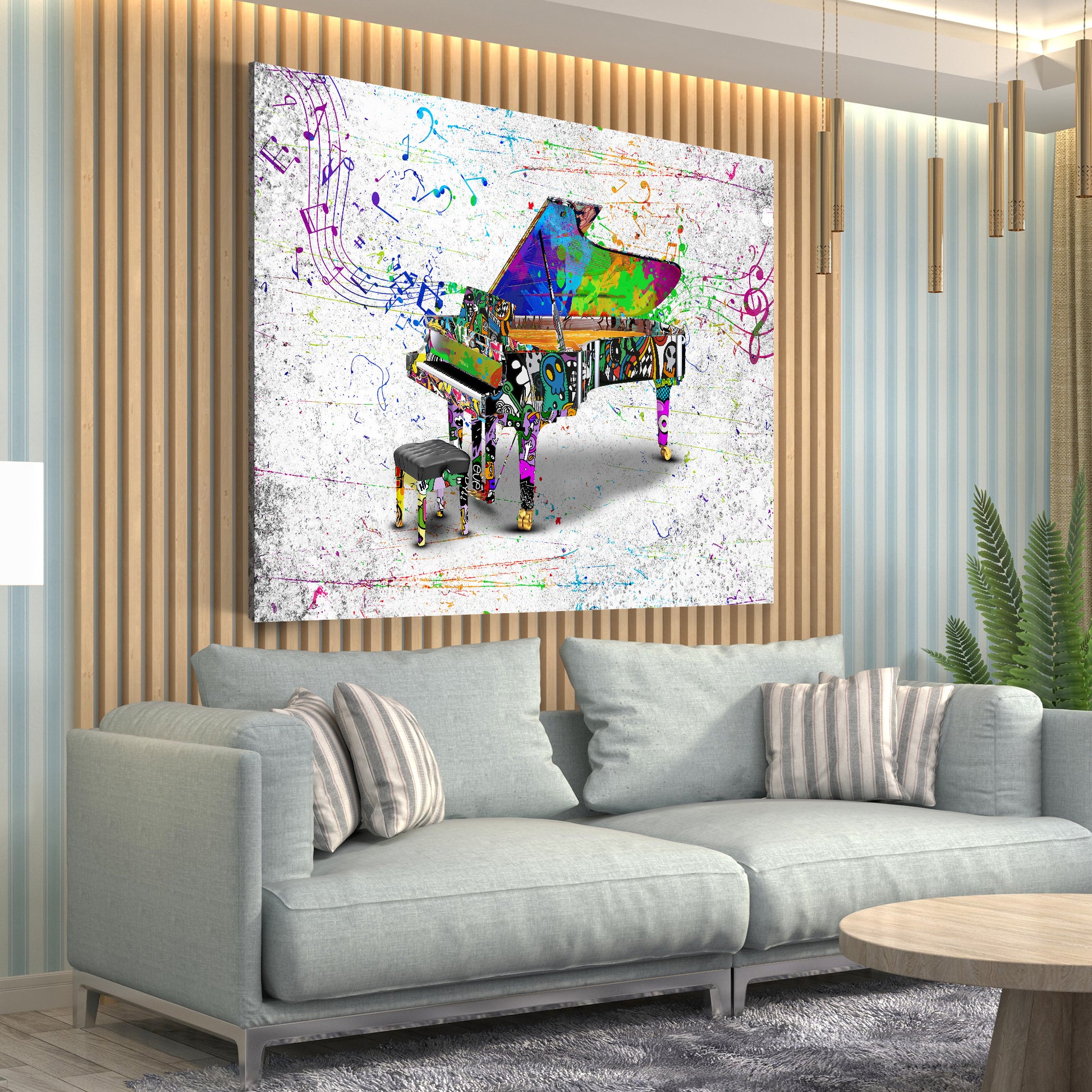 Quadro stampa su tela Graffiti Street Art Pianoforte