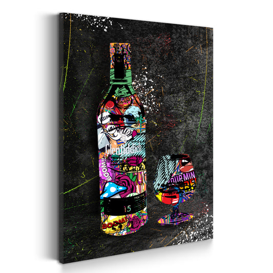 Quadro stampa su tela Graffiti Street Art Whisky con bicchiere