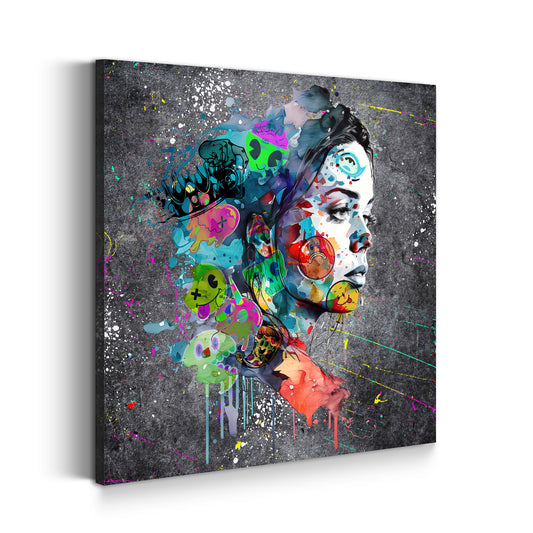 Quadro stampa su tela Graffiti Street Art Women Face