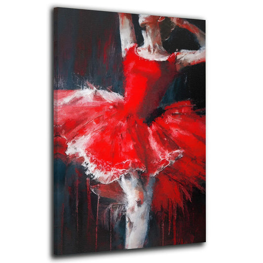 Quadro stampa su tela astratto ballerina con vestito rosso