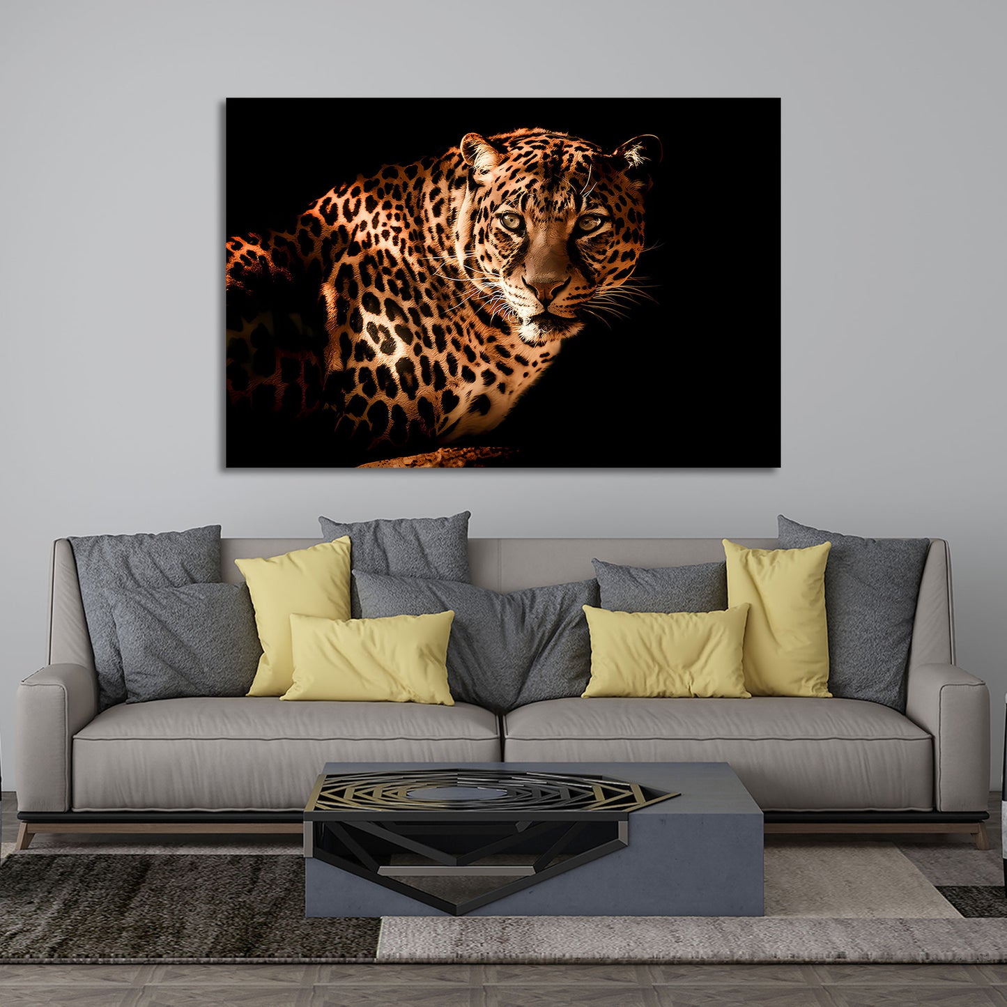 Quadro stampa su tela leopardo Black Style