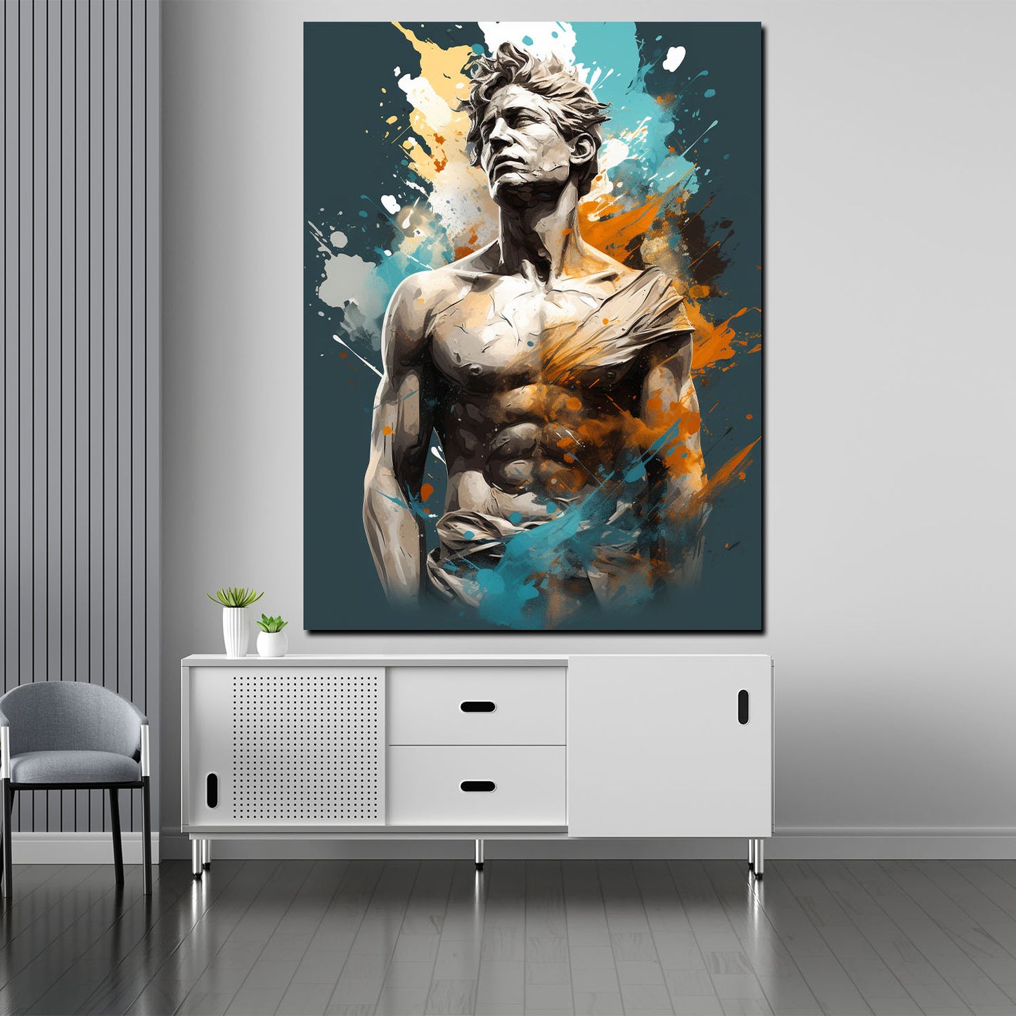 Quadro statua maschile Colour Splatter Style