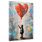 Quadro street art astratto bambina con palloncino a cuore