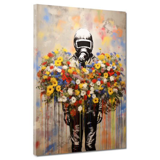 Quadro street art astratto uomo in suit & fiori