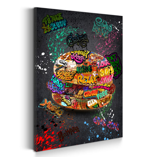 Quadro street art burger graffiti e stile pop art