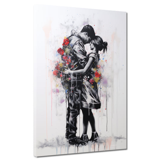 Quadro street art love astratto coppia