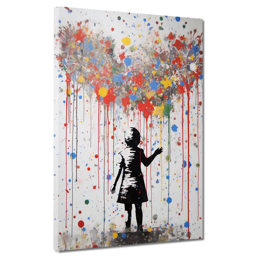 Quadro street art ragazza cuore astratto