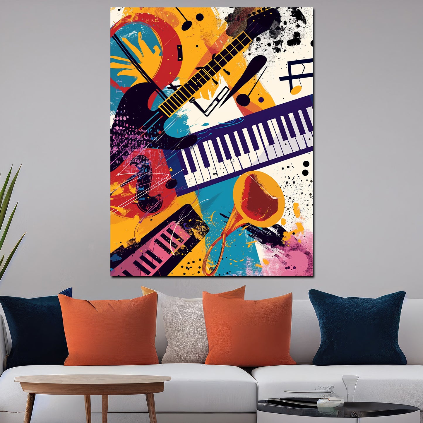 Quadro strumenti musicali astratti pop art colorato moderno