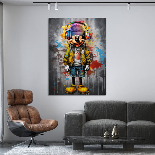 Quadro topo con cuffie Sreet Art Graffiti Pop Art