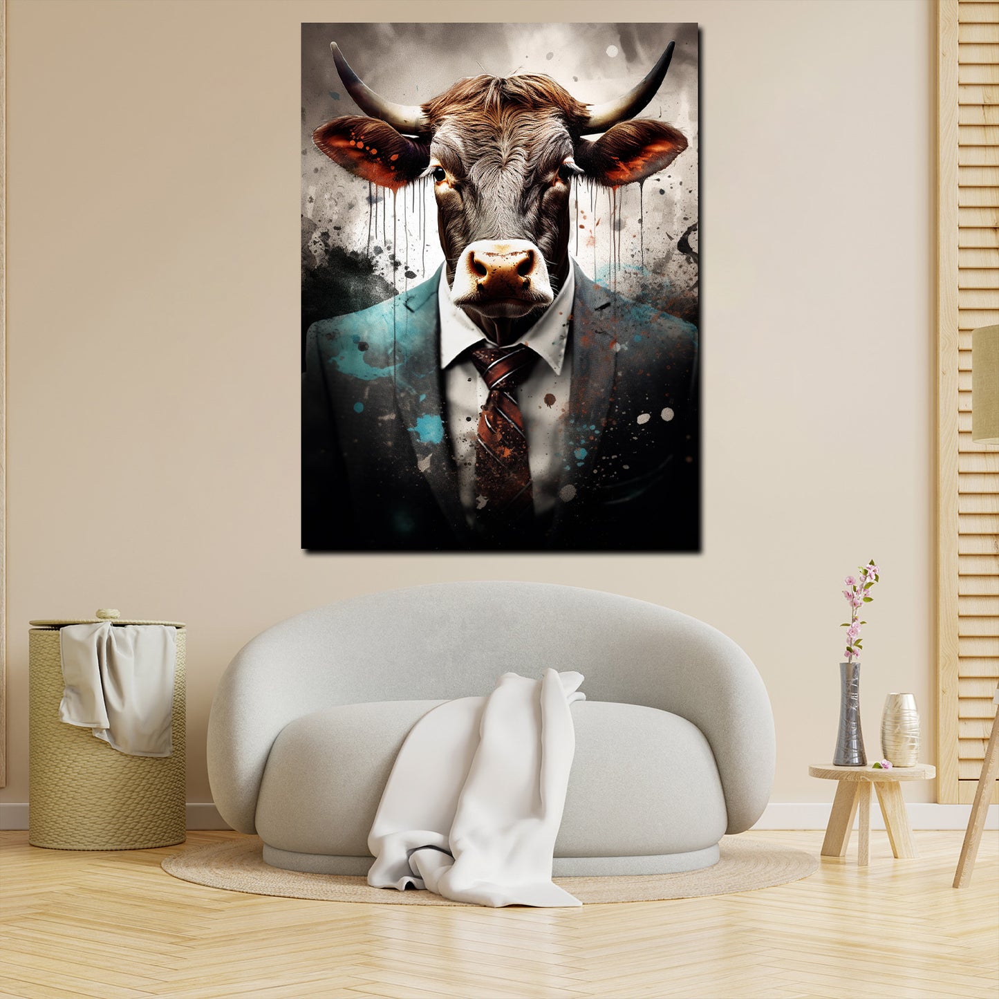 Quadro toro in abito astratto Pop Art Dark