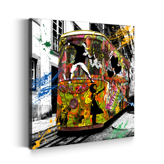 Quadro tram colorato con street art urban style