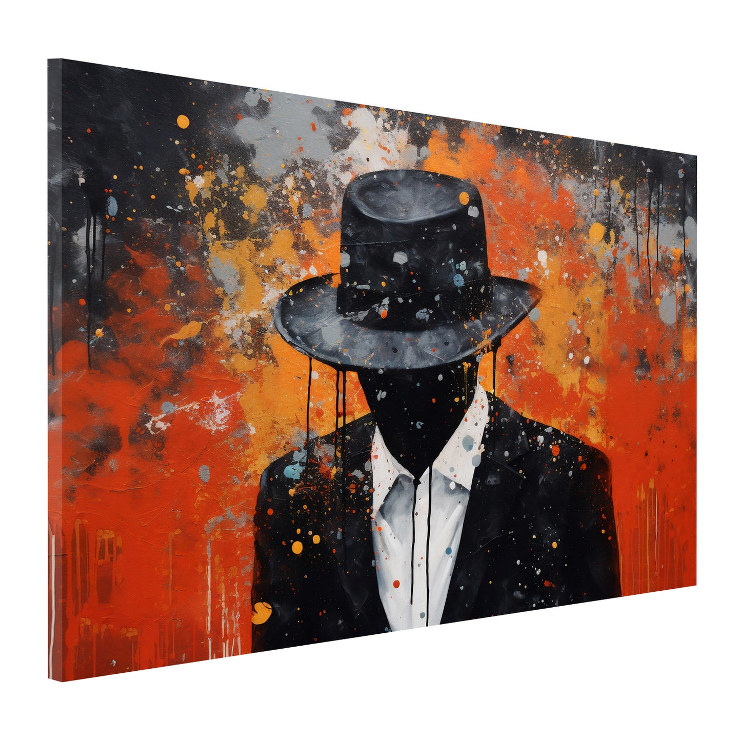 Quadro uomo astratto con cappello colour style