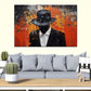 Quadro uomo astratto con cappello colour style