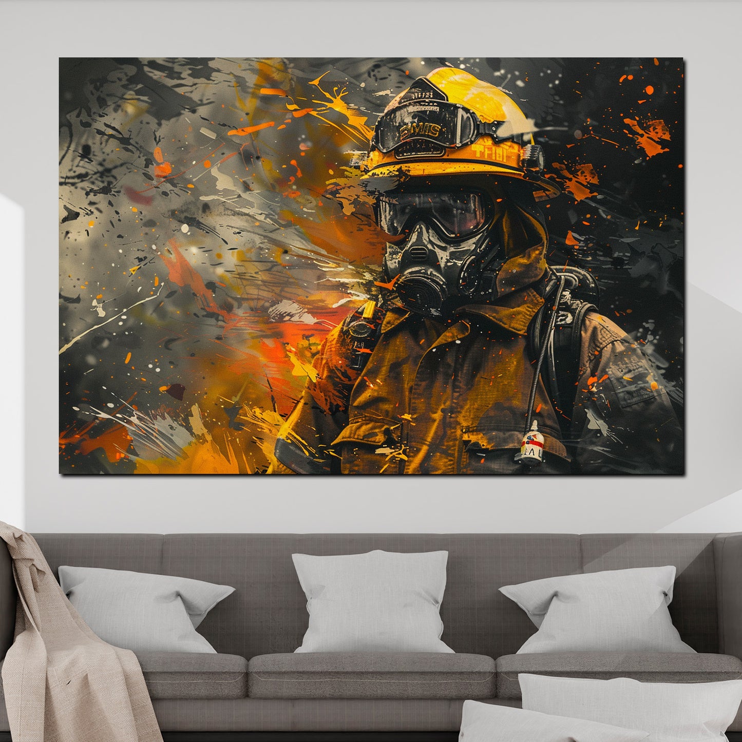 Quadro vigili del fuoco astratto yellow style