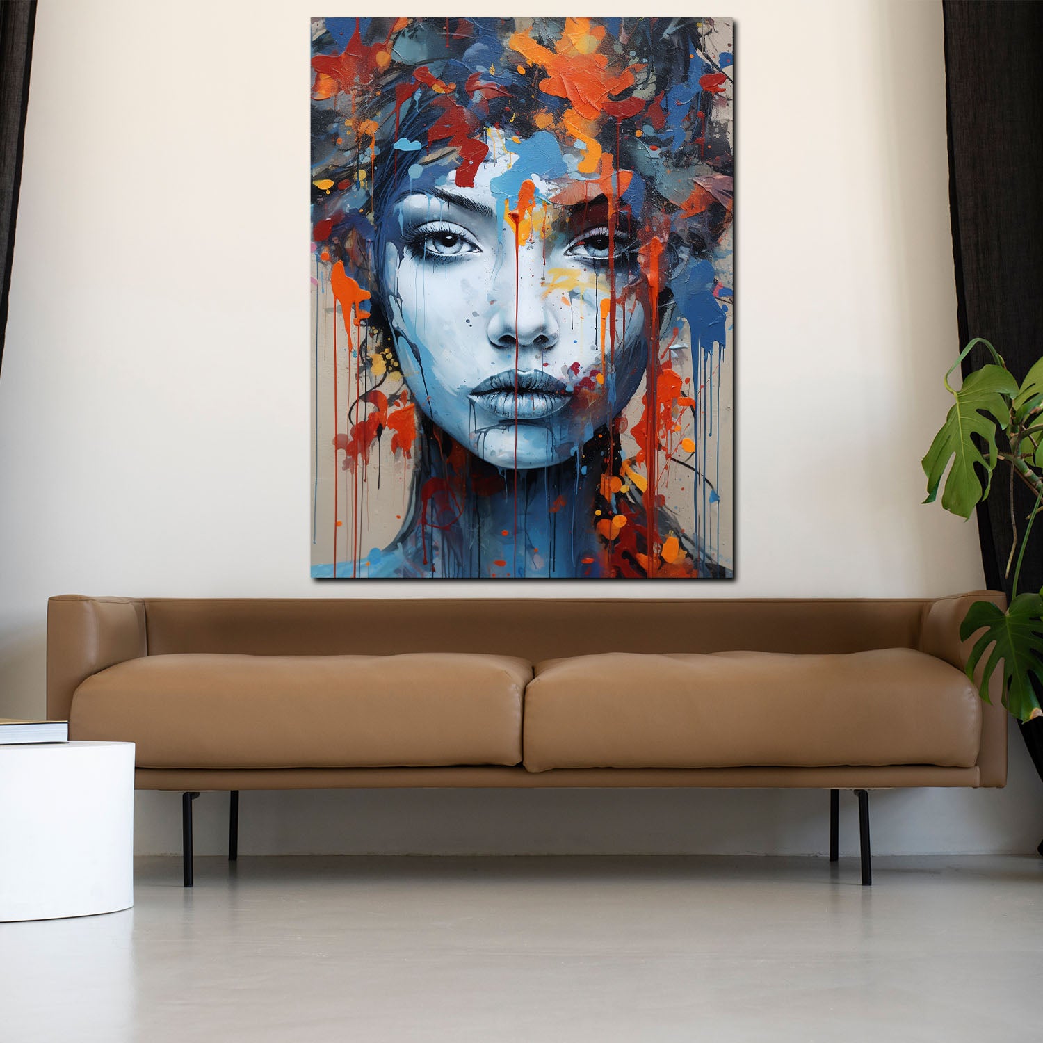 Quadro astratto ❤️ Girl with blue eyes pop art moderno su tela asn33