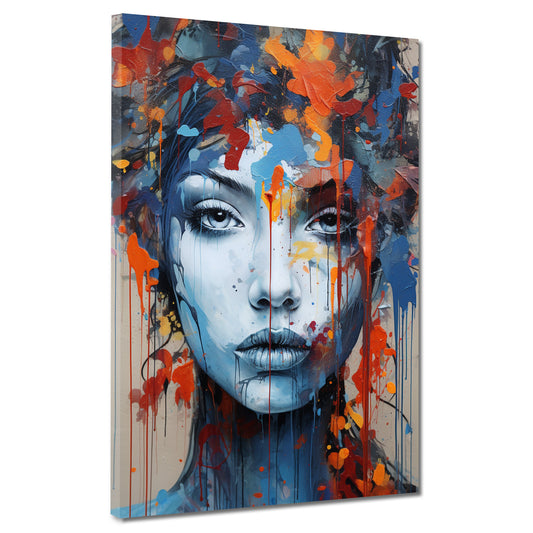 Quadro volto astratto Beautiful Face Blue Style