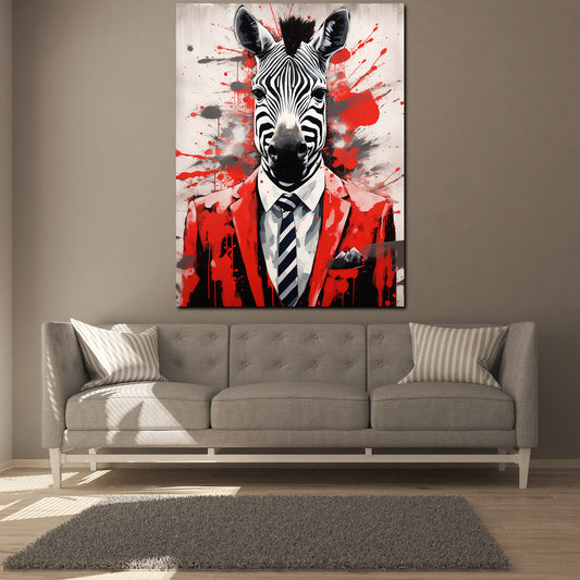 Quadro zebra astratto in abito pop art black style