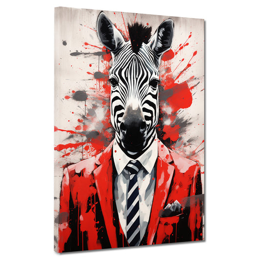 Quadro zebra astratto in abito pop art black style