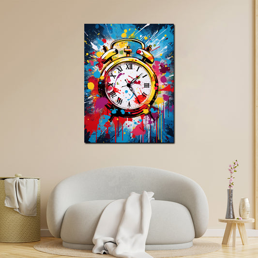 Quadro moderno pop art sveglia orologio splash