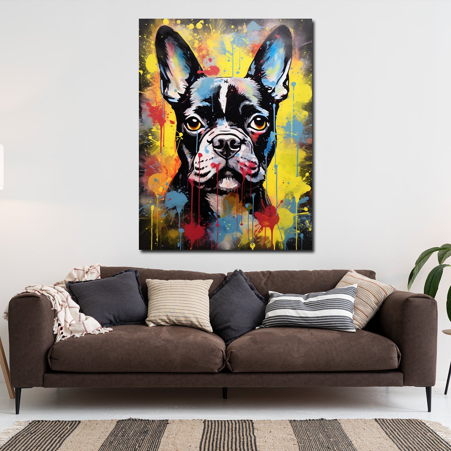 Quadro moderno astratto Bulldog Francese Street Art Colour