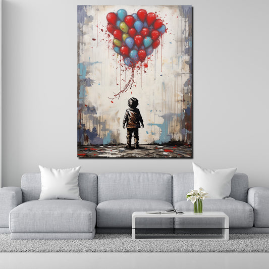 Quadro moderno bambino astratto con palloncini colorati