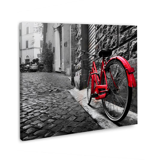 Quadro moderno bicicletta rossa nero bianco