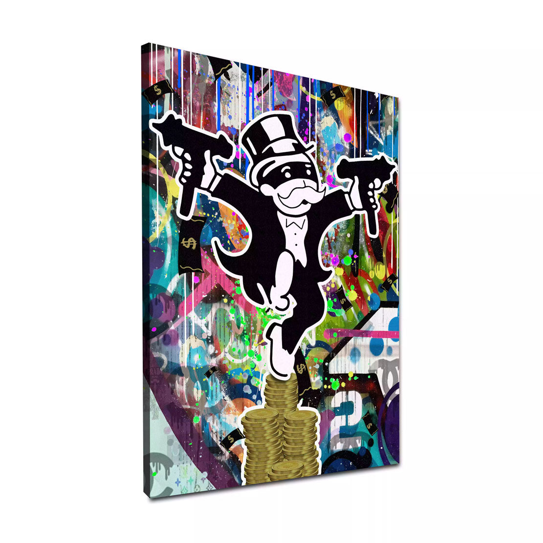 Quadro stampa su tela Pop Art Mr. Monopoly Let´s Hunt Money