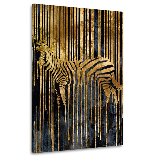 Quadro stampa su tela opera d'arte Zebra astratta Gold Style