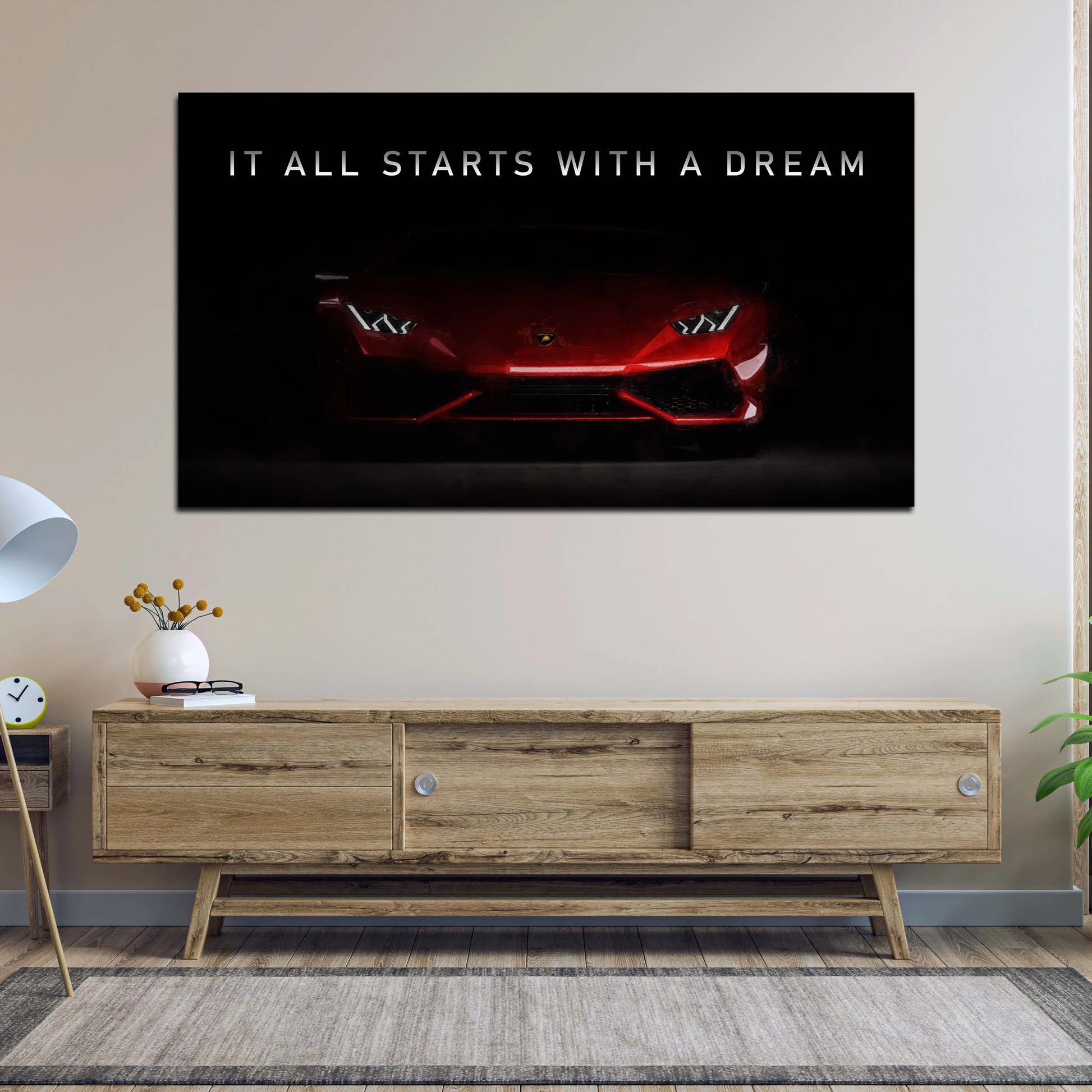 Quadro Lamborghini It All Starts With A Dream Red Style - Artedinoi