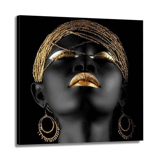 Quadro stampa su tela donna africana African Women Gold