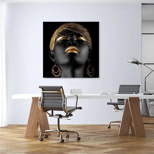 Quadro stampa su tela donna africana African Women Gold