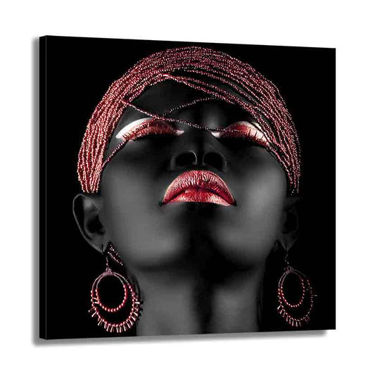 Quadro stampa su tela donna africana African Women Red