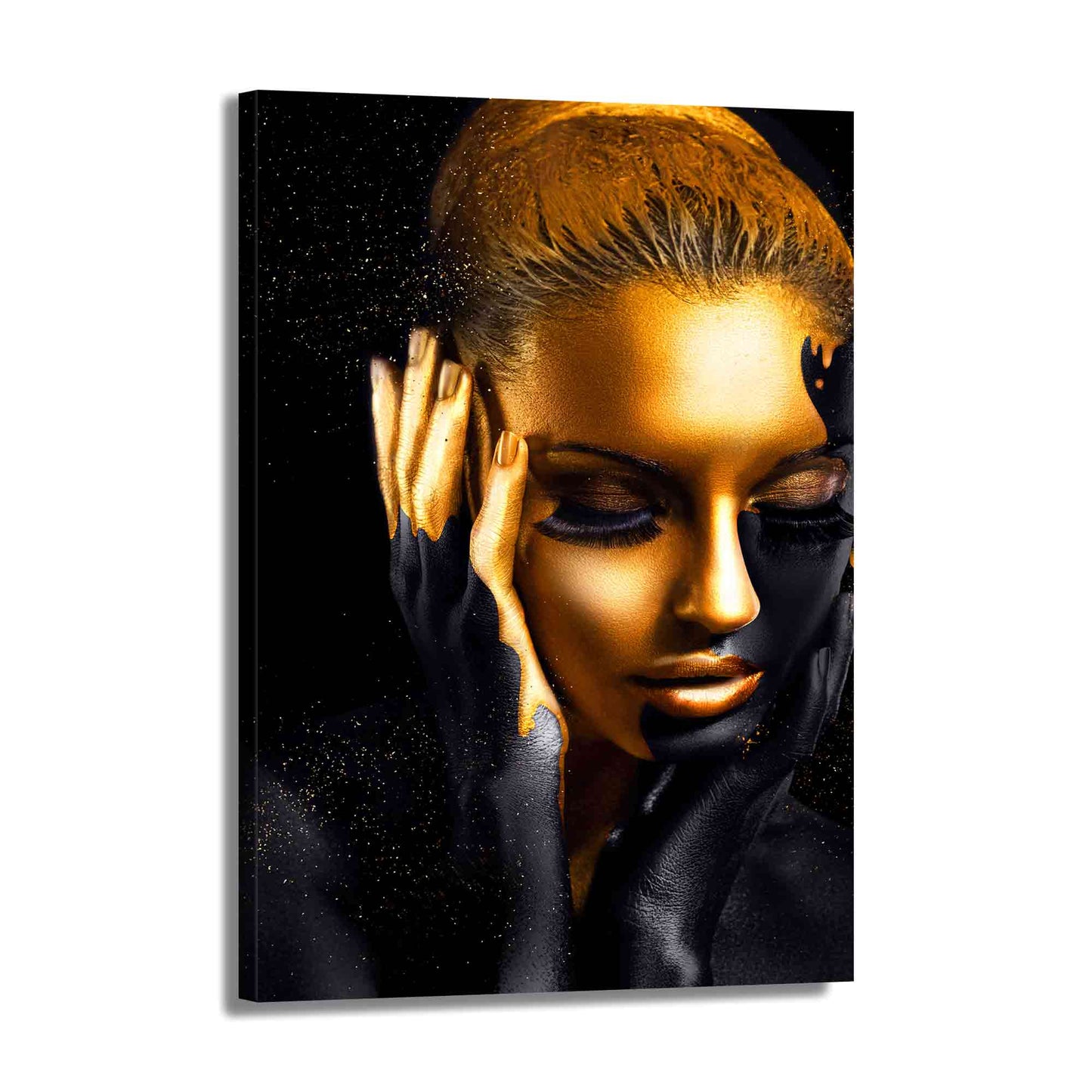 Quadro stampa su tela donna afro americana Gold Style