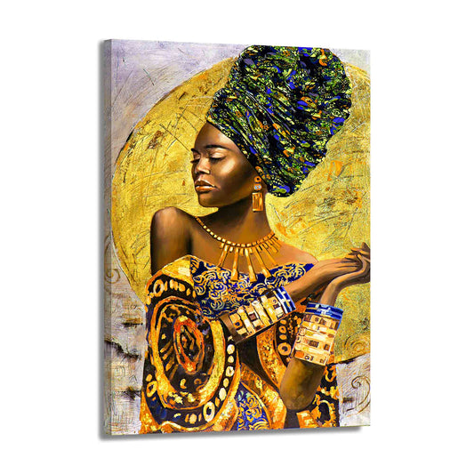 Quadro stampa su tela moderno donna africana African Beauty Yellow Edition