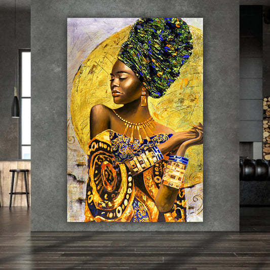 Quadro stampa su tela moderno donna africana African Beauty Yellow Edition