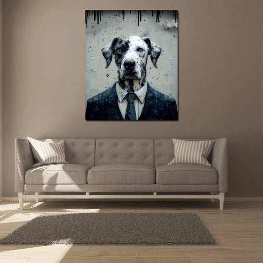 Quadro stampa su tela Pop Art Abstract Dog In Suit