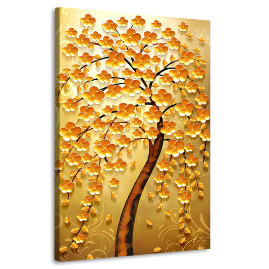 Quadro stampa su tela astratto albero dorato, Golden Tree, natura