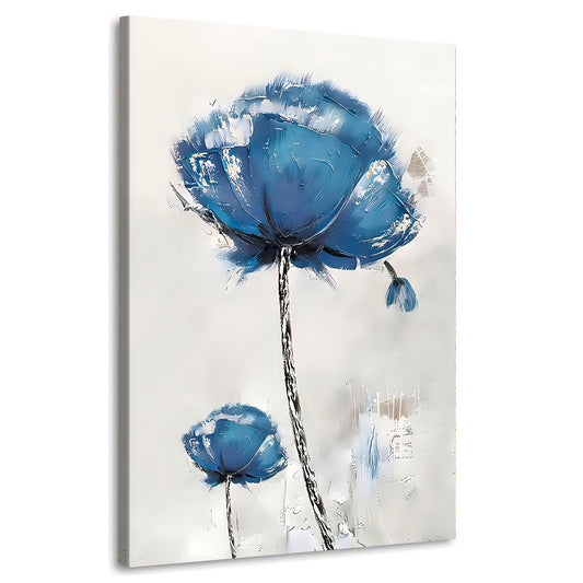 Quadro stampa su tela astratto fiori Paint Blue Edition, natura