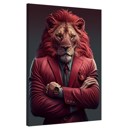 Quadro stampa su tela moderno Be Cool Pop Art Suit Lion, leone