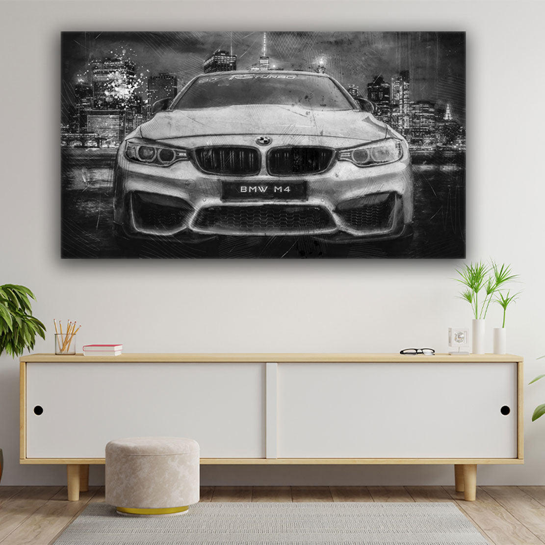 Quadro moderno BMW M4 Abstract Black & White